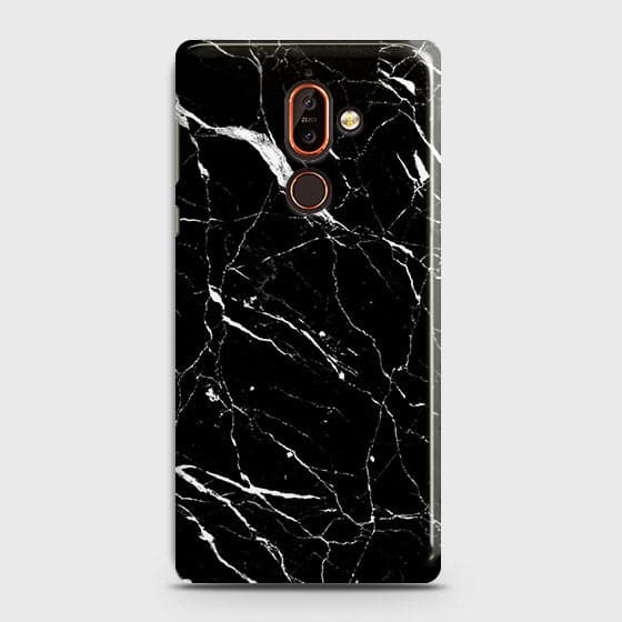 Nokia 7 Plus Cover - Matte Finish - Trendy Black Marble Printed Hard Case With Life Time Guarantee