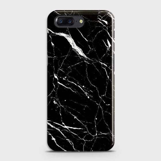OnePlus 5 Cover - Matte Finish - Trendy Black Marble Printed Hard Case With Life Time Guarantee