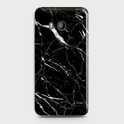 HTC U11 Cover - Matte Finish - Trendy Black Marble Printed Hard Case With Life Time Guarantee