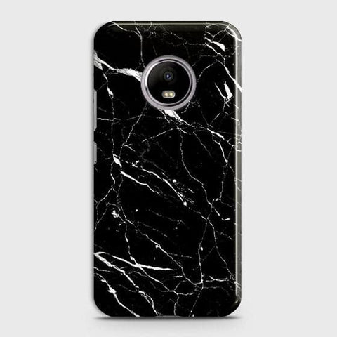 Motorola E4 Plus Cover - Matte Finish - Trendy Black Marble Printed Hard Case With Life Time Guarantee