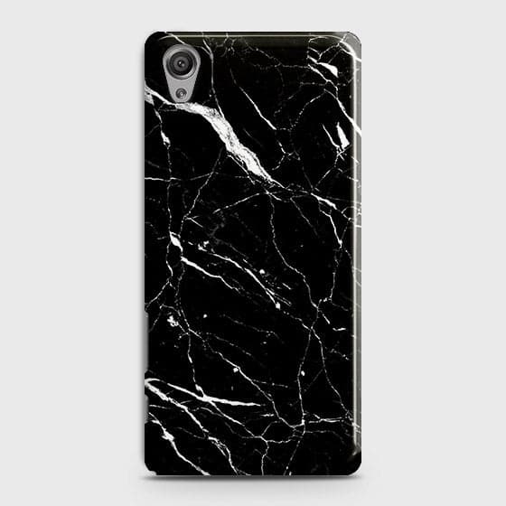 Sony Xperia XA Cover - Matte Finish - Trendy Black Marble Printed Hard Case With Life Time Guarantee
