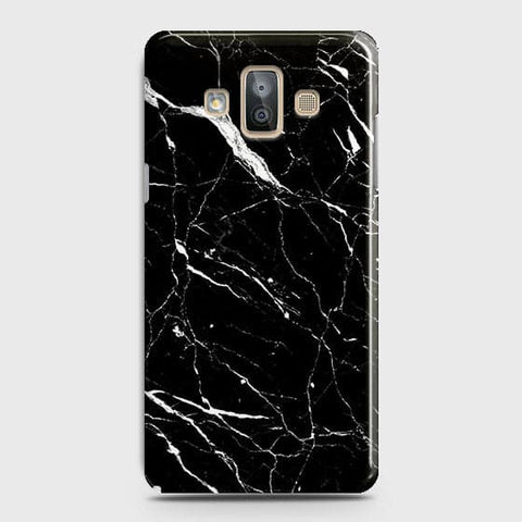 Samsung Galaxy J7 Duo Cover - Matte Finish - Trendy Black Marble Printed Hard Case With Life Time Guarantee