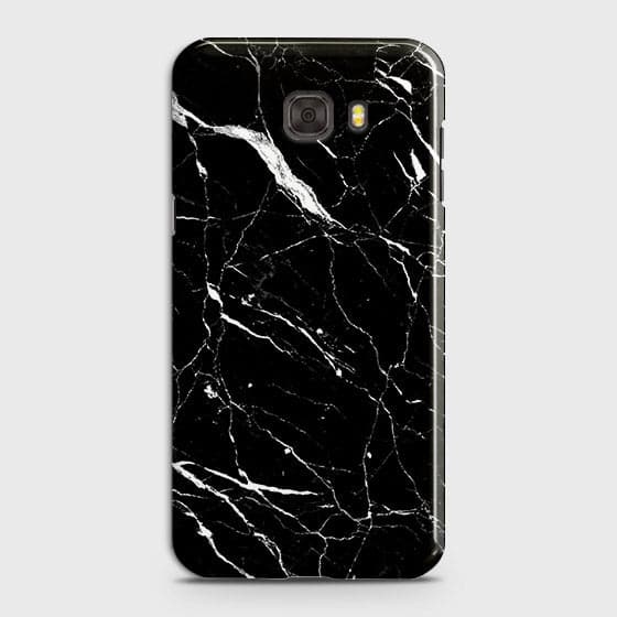 Samsung C7 Pro Cover - Matte Finish - Trendy Black Marble Printed Hard Case With Life Time Guarantee