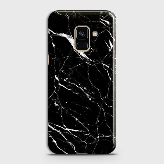 Samsung A8 Plus 2018 Cover - Matte Finish - Trendy Black Marble Printed Hard Case With Life Time Guarantee