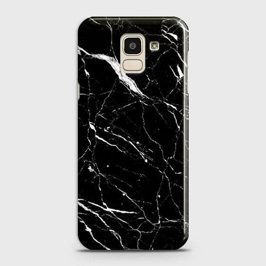 Samsung J6 2018 Cover - Matte Finish - Trendy Black Marble Printed Hard Case With Life Time Guarantee