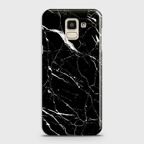 Samsung J6 2018 Cover - Matte Finish - Trendy Black Marble Printed Hard Case With Life Time Guarantee