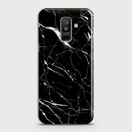 Samsung A6 Plus 2018 Cover - Matte Finish - Trendy Black Marble Printed Hard Case With Life Time Guarantee