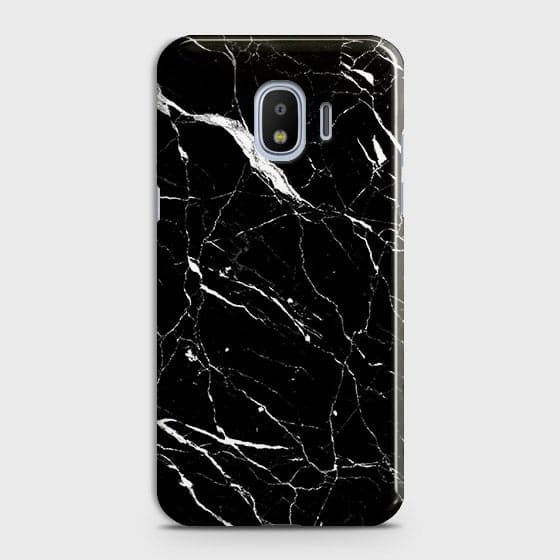 Samsung Galaxy J4 Cover - Matte Finish - Trendy Black Marble Printed Hard Case With Life Time Guarantee