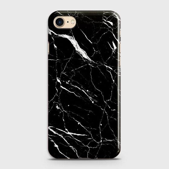 iPhone 7 & iPhone 8 Cover - Matte Finish - Trendy Black Marble Printed Hard Case With Life Time Colour Guarantee