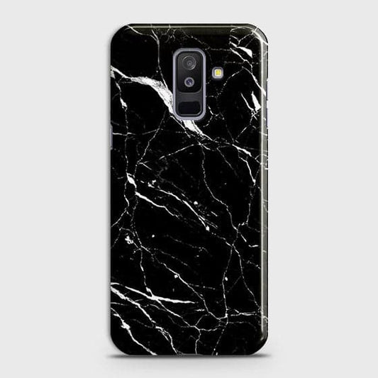 Samsung Galaxy J8 2018 Cover - Matte Finish - Trendy Black Marble Printed Hard Case With Life Time Guarantee