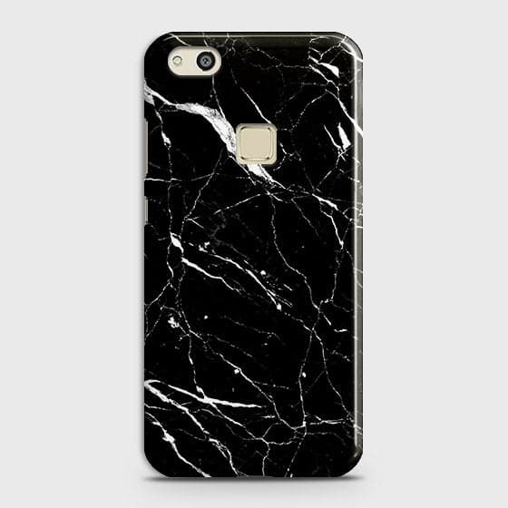 Huawei P10 Lite Cover - Matte Finish - Trendy Black Marble Printed Hard Case With Life Time Guarantee