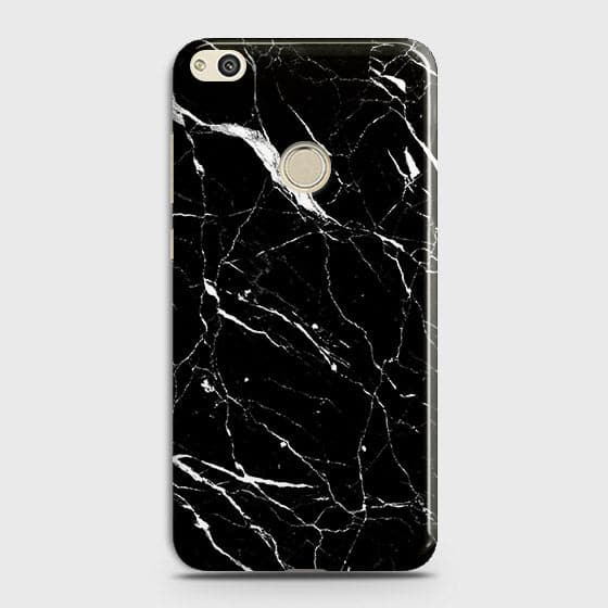 Huawei Honor 8 Lite Cover - Matte Finish - Trendy Black Marble Printed Hard Case With Life Time Guarantee