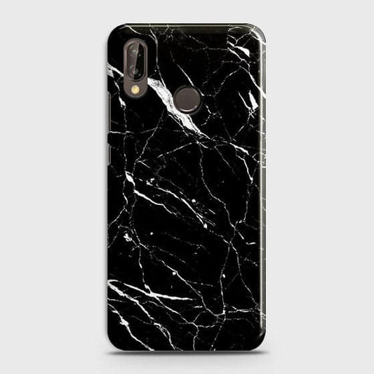 Huawei P20 Lite Cover - Matte Finish - Trendy Black Marble Printed Hard Case With Life Time Guarantee