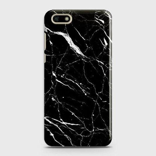 Huawei Y5 Prime 2018 Cover - Matte Finish - Trendy Black Marble Printed Hard Case With Life Time Guarantee