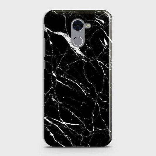 Huawei Y7 Prime 2017 Cover - Matte Finish - Trendy Black Marble Printed Hard Case With Life Time Guarantee