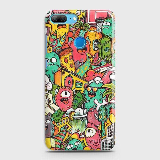 Huawei Honor 9 Lite Cover - Matte Finish - Candy Colors Trendy Sticker Collage Printed Hard Case With Life Time Guarantee