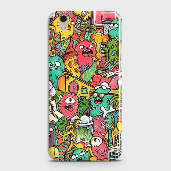 Oppo A37 Cover - Matte Finish - Candy Colors Trendy Sticker Collage Printed Hard Case With Life Time Guarantee