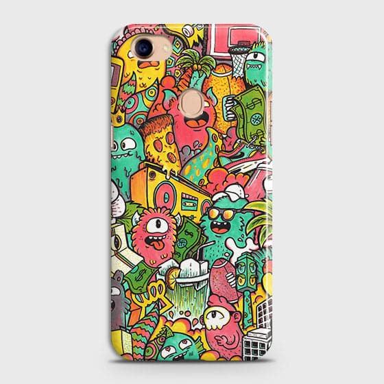 Oppo F7 Cover - Matte Finish - Candy Colors Trendy Sticker Collage Printed Hard Case With Life Time Guarantee