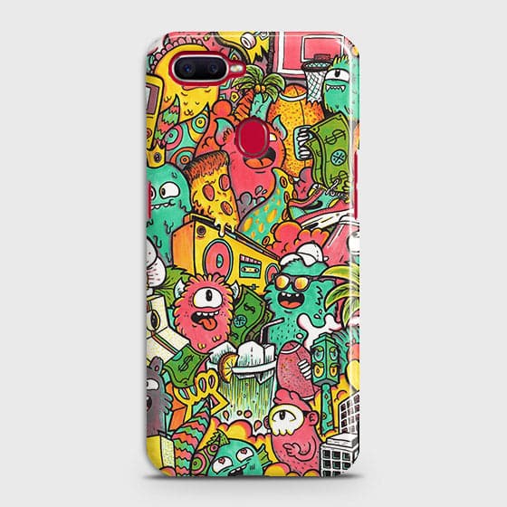 Oppo F9 Pro Cover - Matte Finish - Candy Colors Trendy Sticker Collage Printed Hard Case With Life Time Guarantee