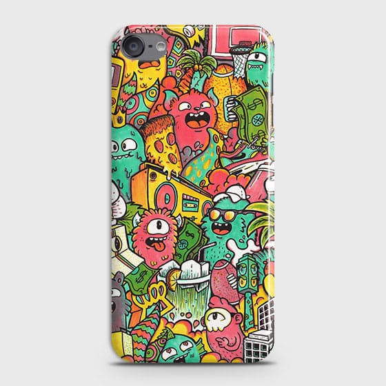 iPod Touch 6 Cover - Matte Finish - Candy Colors Trendy Sticker Collage Printed Hard Case With Life Time Guarantee