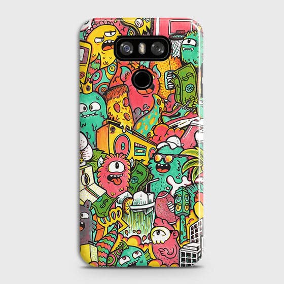 LG G6 Cover - Matte Finish - Candy Colors Trendy Sticker Collage Printed Hard Case With Life Time Guarantee