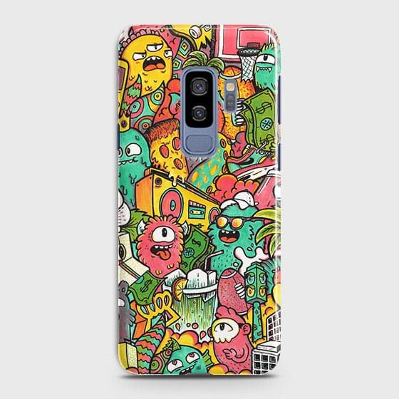 Samsung Galaxy S9 Plus Cover - Matte Finish - Candy Colors Trendy Sticker Collage Printed Hard Case With Life Time Guarante