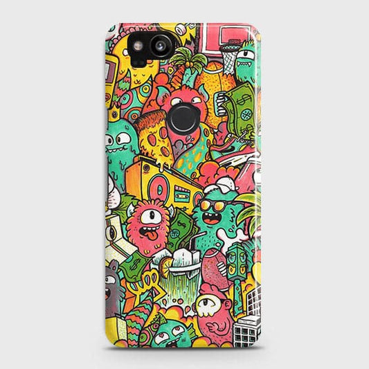 Google Pixel 2 Cover - Matte Finish - Candy Colors Trendy Sticker Collage Printed Hard Case With Life Time Guarantee