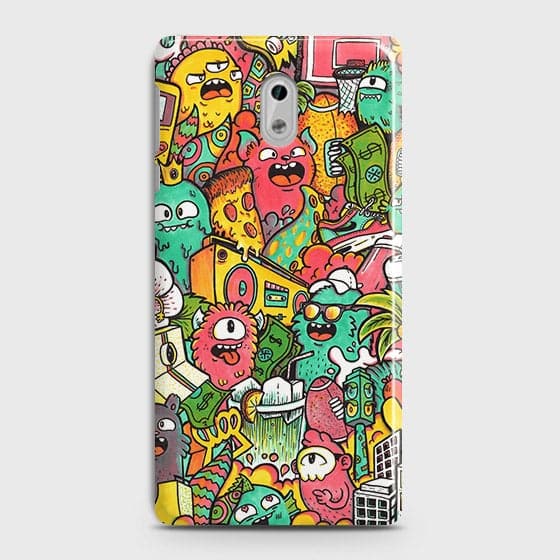 Nokia 3 Cover - Matte Finish - Candy Colors Trendy Sticker Collage Printed Hard Case With Life Time Guarantee