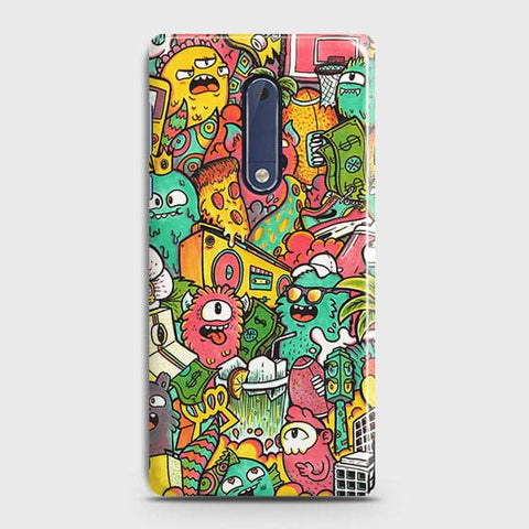 Nokia 5 Cover - Matte Finish - Candy Colors Trendy Sticker Collage Printed Hard Case With Life Time Guarantee