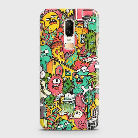 OnePlus 6 Cover - Matte Finish - Candy Colors Trendy Sticker Collage Printed Hard Case With Life Time Guarantee