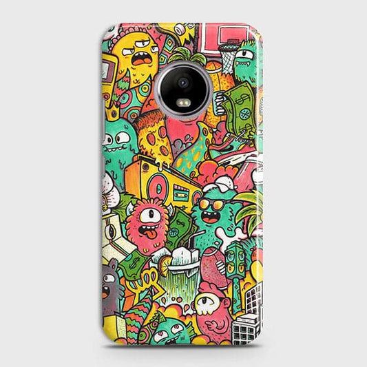 Motorola E4 Cover - Matte Finish - Candy Colors Trendy Sticker Collage Printed Hard Case With Life Time Guarantee
