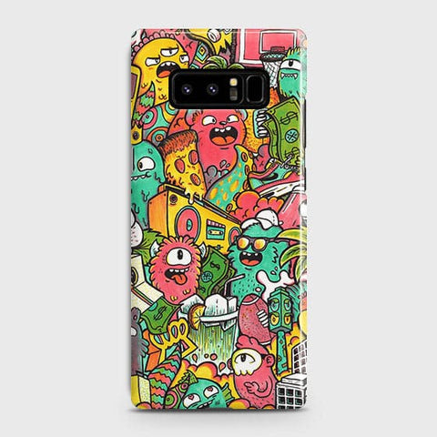 Samsung Galaxy Note 8 Cover - Matte Finish - Candy Colors Trendy Sticker Collage Pri nted Hard Case With Life Time Guarante ( Fast Delivery )