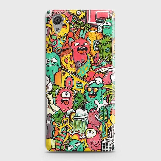 Sony Xperia XA Cover - Matte Finish - Candy Colors Trendy Sticker Collage Printed Hard Case With Life Time Guarantee