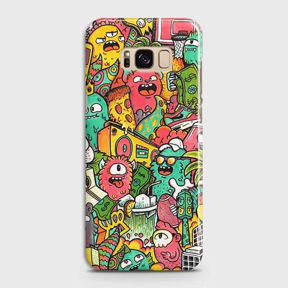 Samsung Galaxy S8 Cover - Matte Finish - Candy Colors Trendy Sticker Collage Printed Hard Case With Life Time Guarante b67