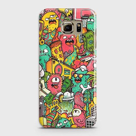 Samsung Galaxy S6 Edge Cover - Matte Finish - Candy Colors Trendy Sticker Collage Printed Hard Case With Life Time Guarantee