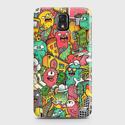 Samsung Galaxy Note 3 Cover - Matte Finish - Candy Colors Trendy Sticker Collage Printed Hard Case With Life Time Guarantee