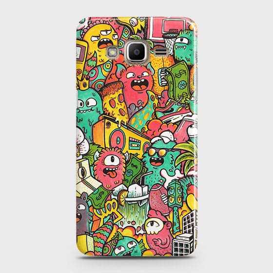 Samsung Galaxy Grand Prime / Grand Prime Plus / J2 Prime Cover - Matte Finish - Candy Colors Trendy Sticker Collage Printed Hard Case With Life Time Guarantee