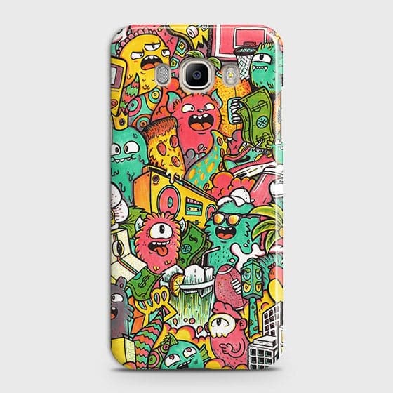 Samsung Galaxy J510 Cover - Matte Finish - Candy Colors Trendy Sticker Collage Printed Hard Case With Life Time Guarantee