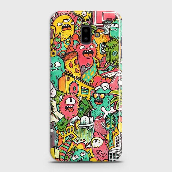 Samsung J6 Plus 2018 Cover - Matte Finish - Candy Colors Trendy Sticker Collage Printed Hard Case With Life Time Guarantee