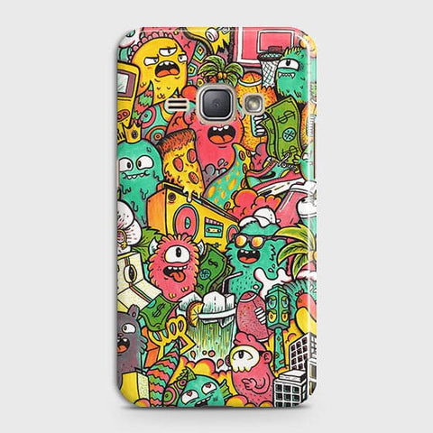 Samsung Galaxy J1 2016 / J120 Cover - Matte Finish - Candy Colors Trendy Sticker Collage Printed Hard Case With Life Time Guarantee