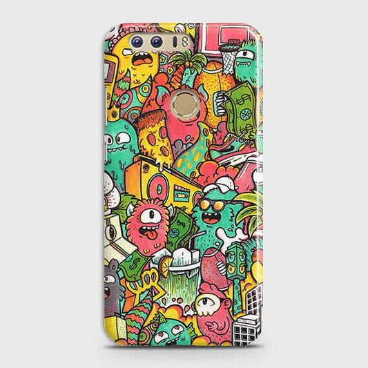 Huawei Honor 8 Cover - Matte Finish - Candy Colors Trendy Sticker Collage Printed Hard Case With Life Time Guarantee