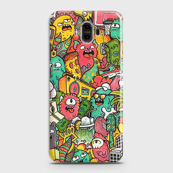 Huawei Mate 9 Cover - Matte Finish - Candy Colors Trendy Sticker Collage Printed Hard Case With Life Time Guarantee