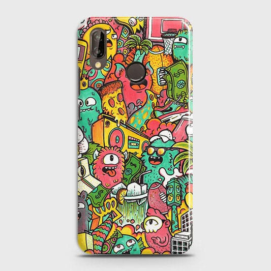 Huawei P20 Lite Cover - Matte Finish - Candy Colors Trendy Sticker Collage Printed Hard Case With Life Time Guarantee