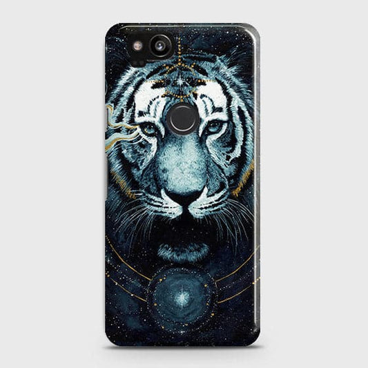 Google Pixel 2 Cover - Vintage Galaxy Tiger Printed Hard Case with Life Time Colors Guarantee - OrderNation