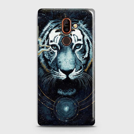 Nokia 7 Plus Cover - Vintage Galaxy Tiger Printed Hard Case with Life Time Colors Guarantee - OrderNation