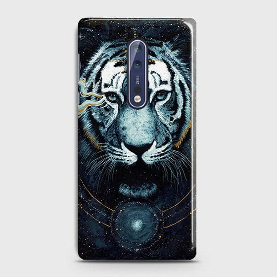 Nokia 8 Cover - Vintage Galaxy Tiger Printed Hard Case with Life Time Colors Guarantee - OrderNation