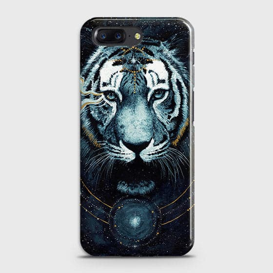 OnePlus 5 Cover - Vintage Galaxy Tiger Printed Hard Case with Life Time Colors Guarantee - OrderNation