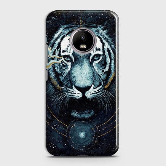 Motorola E4 Cover - Vintage Galaxy Tiger Printed Hard Case with Life Time Colors Guarantee - OrderNation