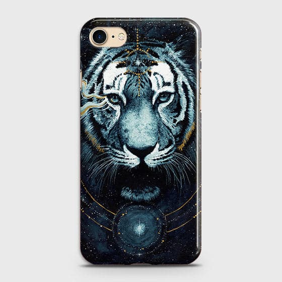 iPhone 7 & iPhone 8 Cover - Vintage Galaxy Tiger Printed Hard Case with Life Time Colors Guarantee - OrderNation