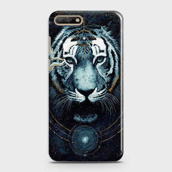 Huawei Y6 2018 Cover - Vintage Galaxy Tiger Printed Hard Case with Life Time Colors Guarantee - OrderNation